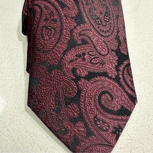Burgundy and black paisley neck tie